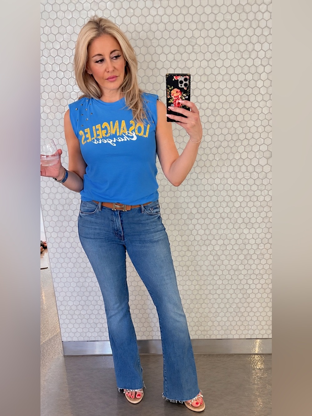 G-III 4Her Los Angeles Chargers Studded Muscle Tee – XS